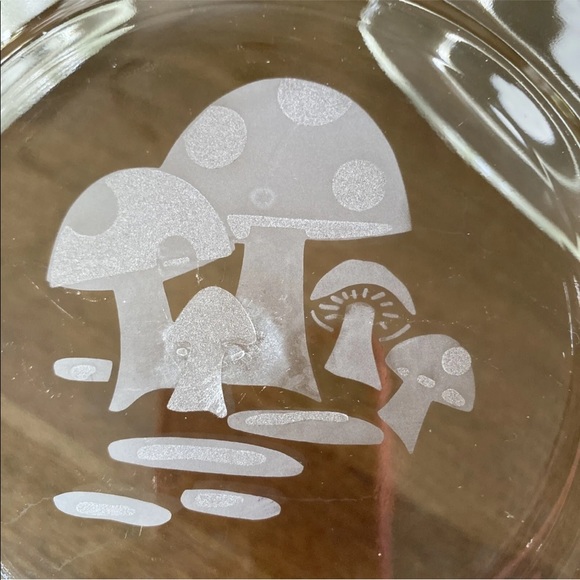 8 Mushroom Plate Vintage MCM Bonwit Teller 1950's Clear Glass Salad Dish SET - Picture 4 of 11